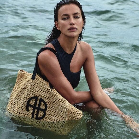 ANINE BING Bea & Millie Bikini Swimsuit AB Monogram Top & Bottom S / M Black NWT - Picture 1 of 6